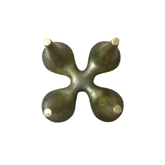 Vintage MCM Midcentury‎ Brass Clover Stake Candlestick Holder Hong Kong - Picture 4 of 5